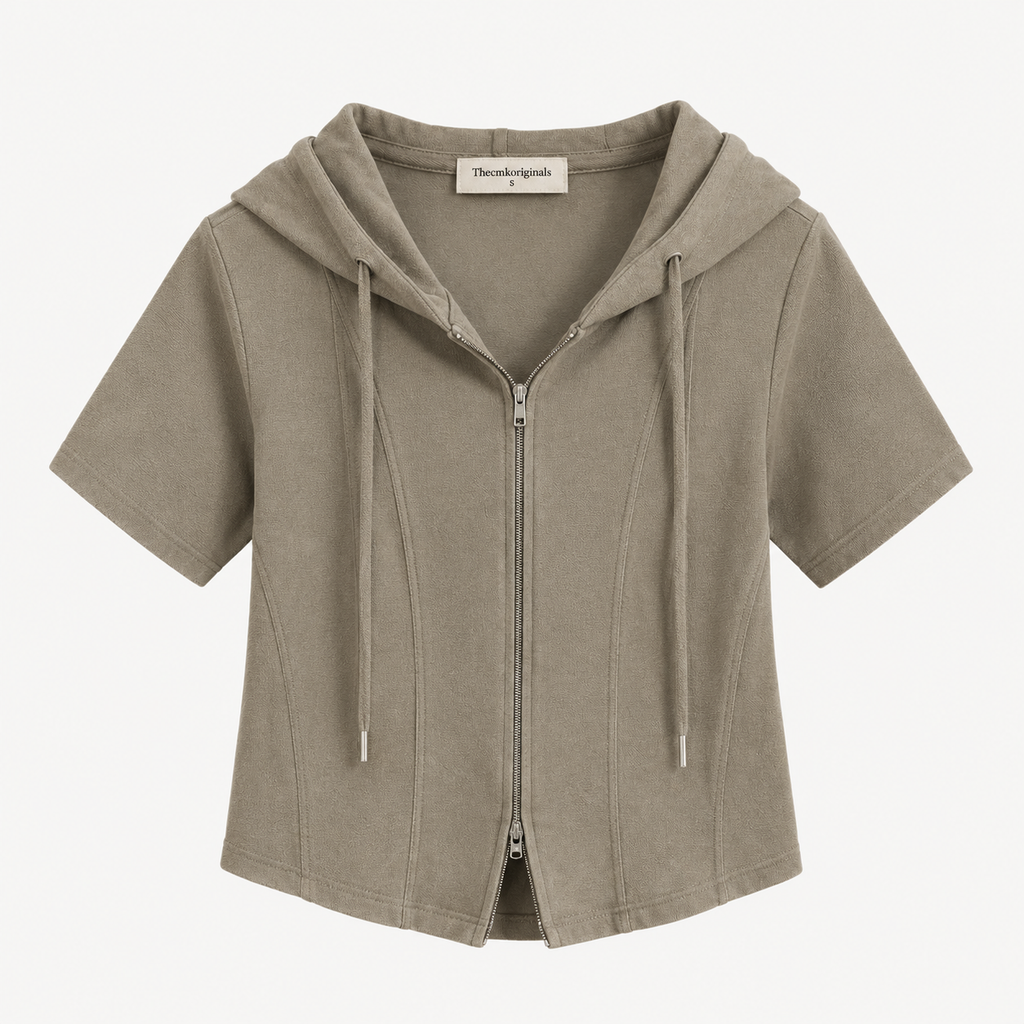 THECMKORIGINALS Short-Sleeve French Terry Zip Hoodie