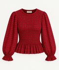 THECMKORIGINALS Crimson Structure — Smocked Peplum Top
