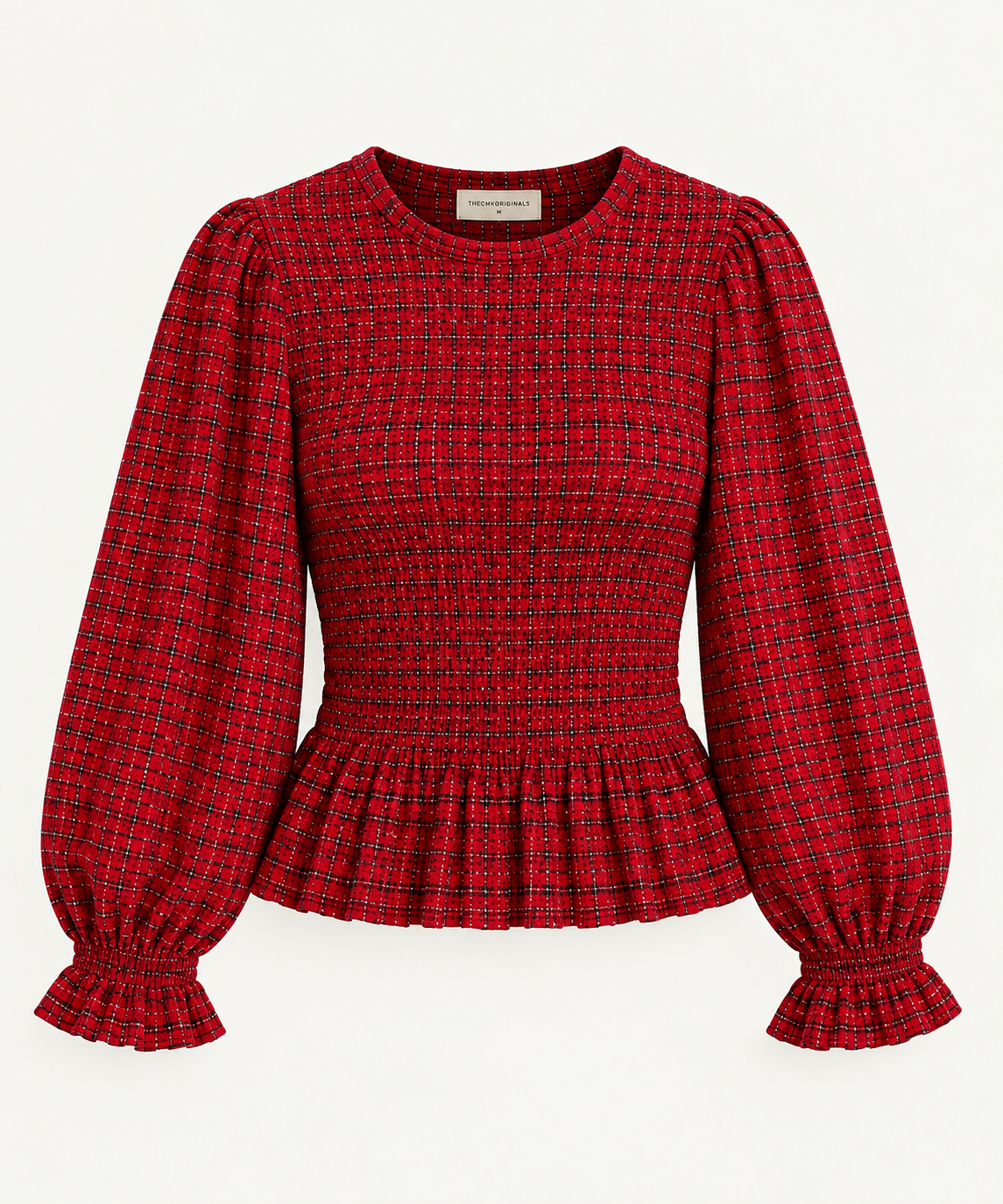 THECMKORIGINALS Crimson Structure — Smocked Peplum Top