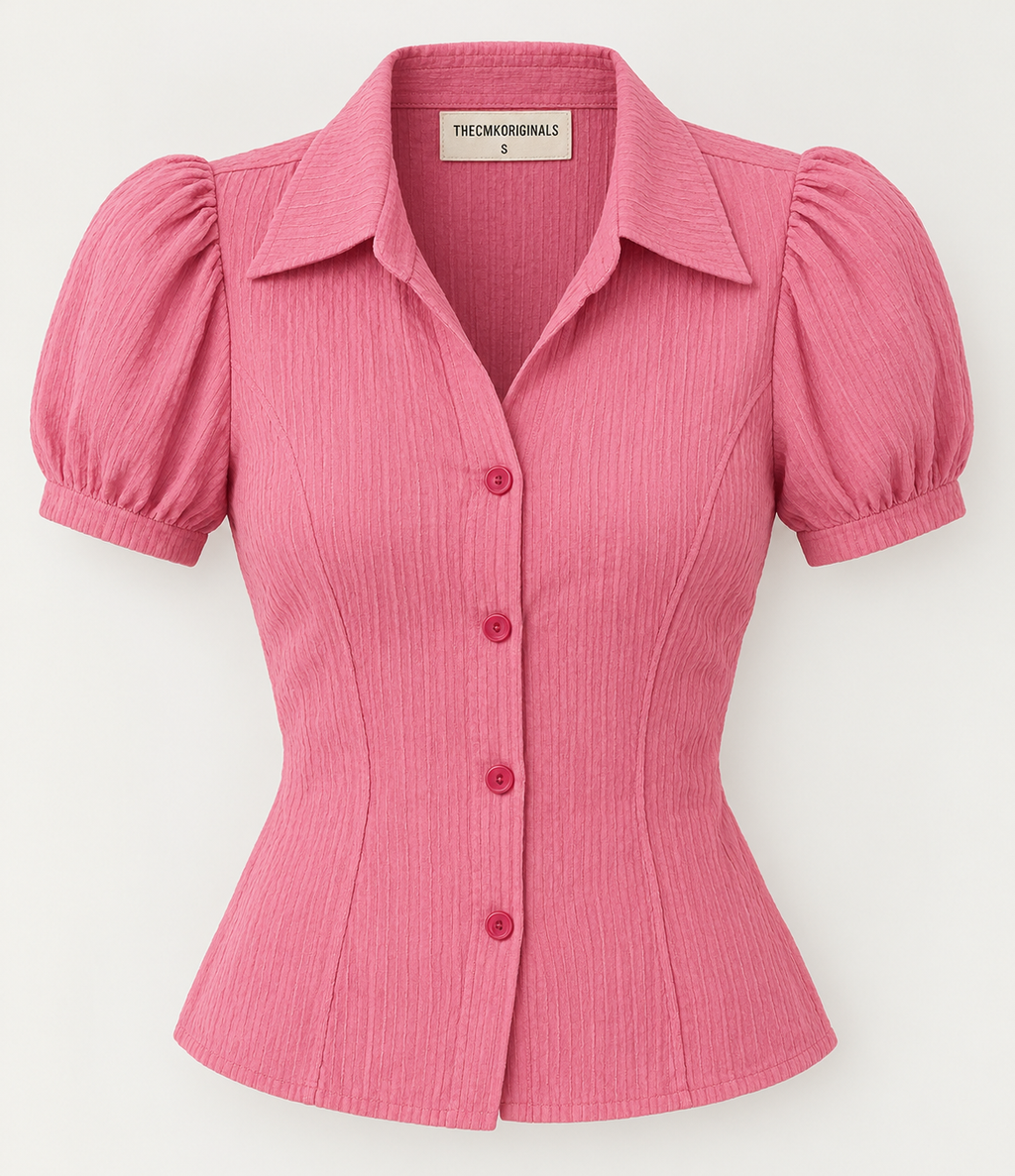 THECMKORIGINALS Silhouette Puff-Sleeve Top – Tonal Pink
