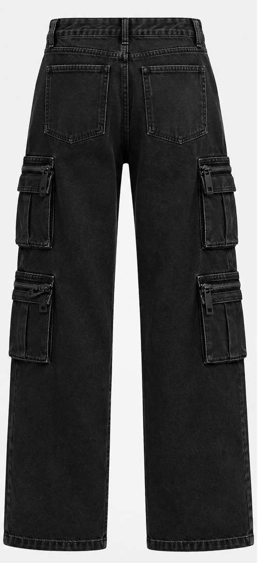 THECMKORIGINALS Vanguard Multi-Pocket Tactical Cargo Jeans – Faded Black
