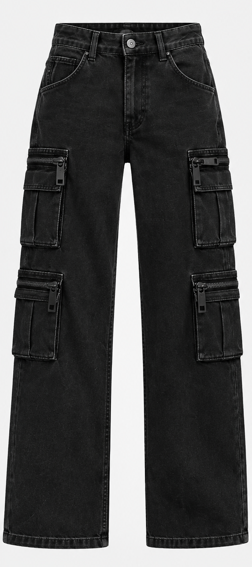 THECMKORIGINALS Vanguard Multi-Pocket Tactical Cargo Jeans – Faded Black