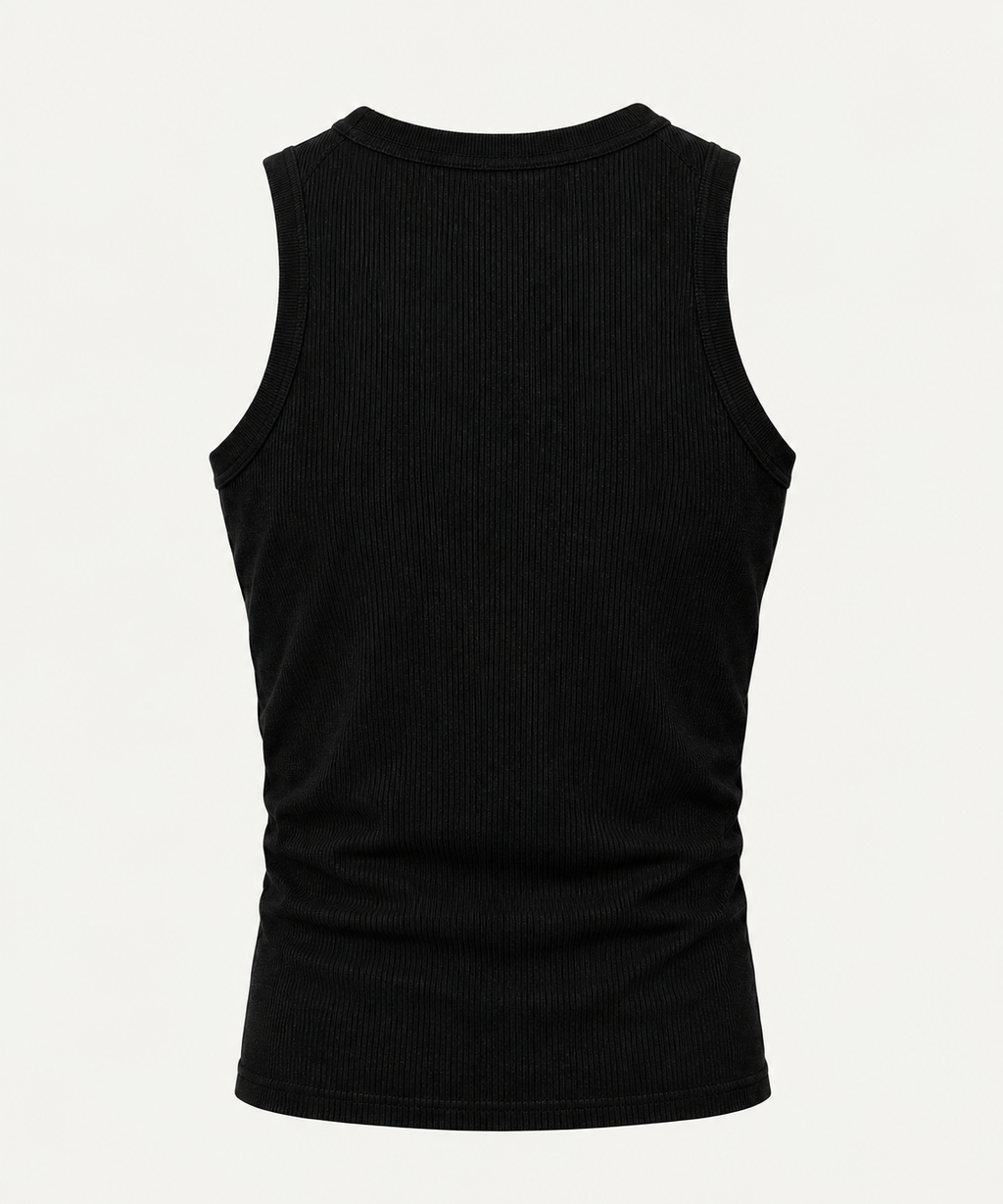 THECMKORIGINALS Vector Heavy Ribbed Tank Top – Onyx Black and white