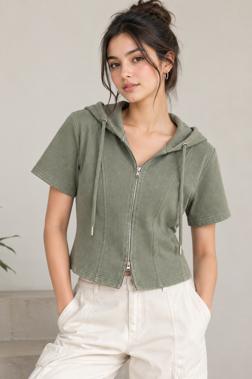 THECMKORIGINALS Short-Sleeve French Terry Zip Hoodie