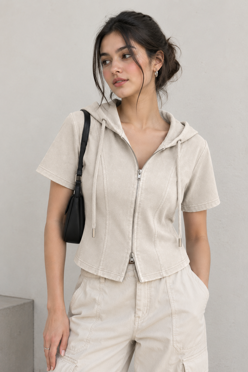 THECMKORIGINALS Short-Sleeve French Terry Zip Hoodie