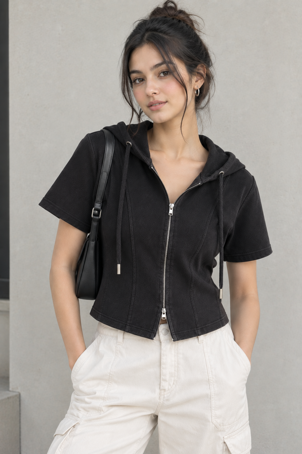THECMKORIGINALS Short-Sleeve French Terry Zip Hoodie
