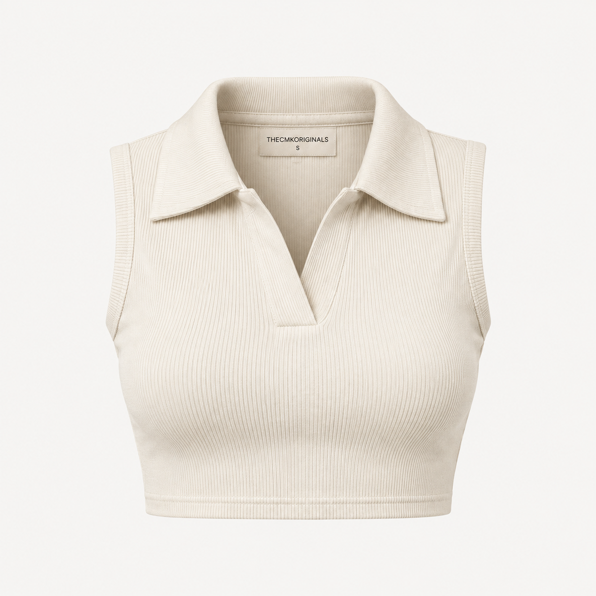 THECMKORIGINALS Vector Sleeveless Ribbed Polo Crop Top