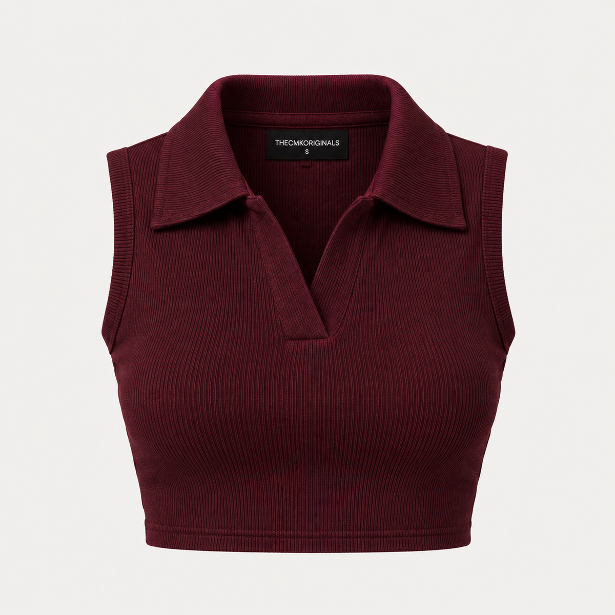 THECMKORIGINALS Vector Sleeveless Ribbed Polo Crop Top