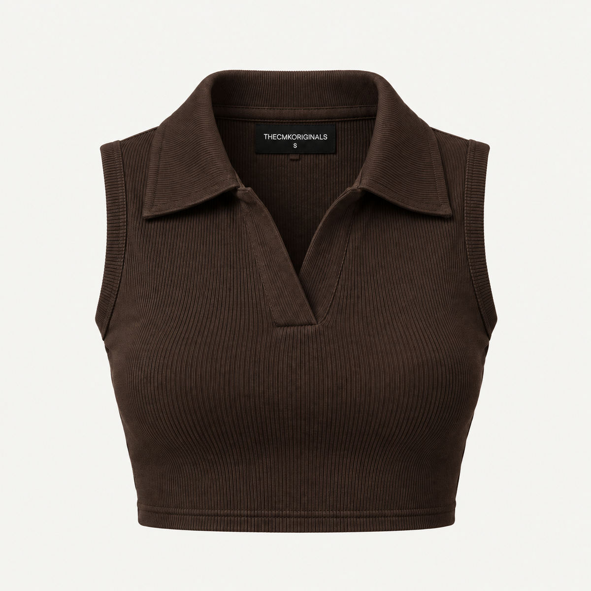 THECMKORIGINALS Vector Sleeveless Ribbed Polo Crop Top