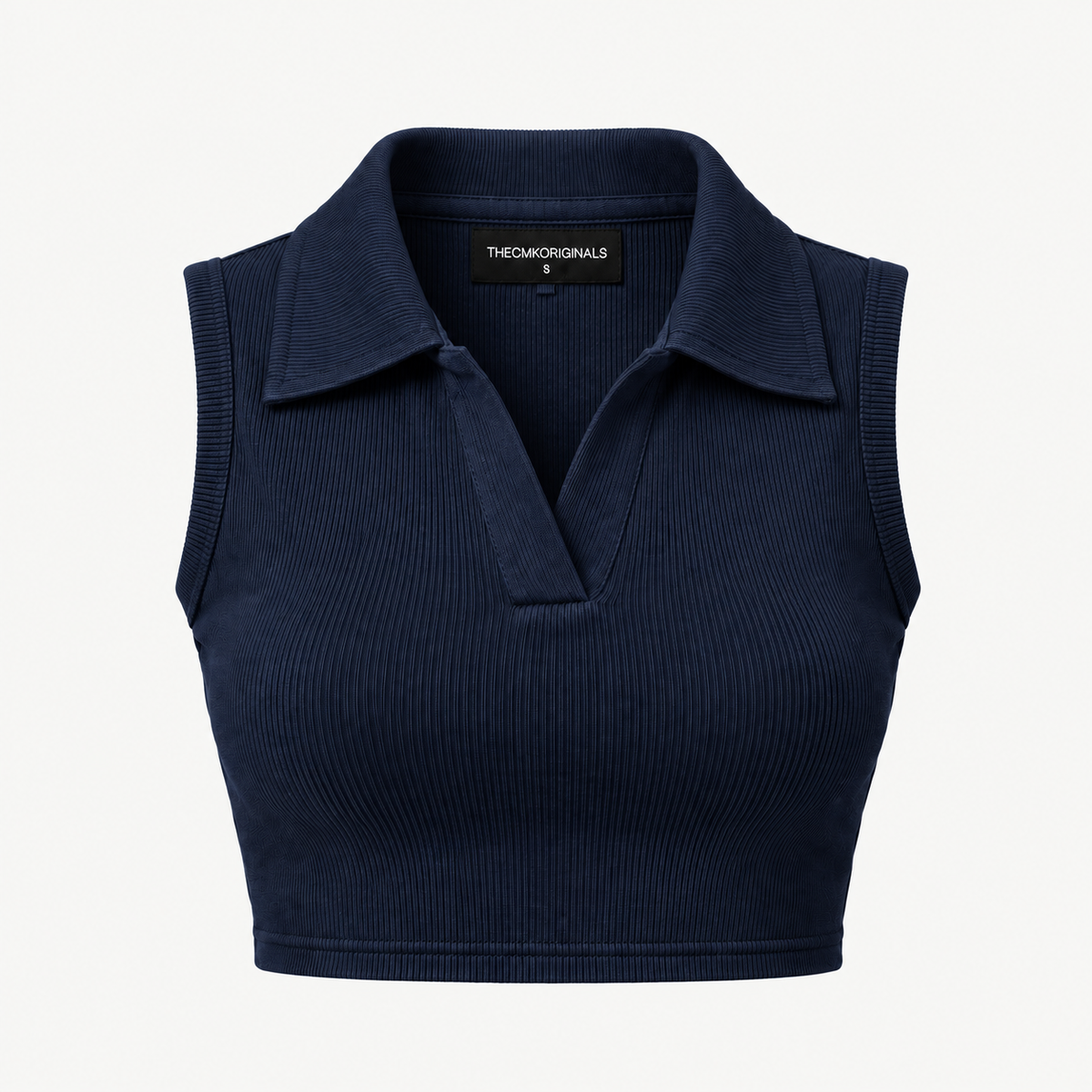 THECMKORIGINALS Vector Sleeveless Ribbed Polo Crop Top