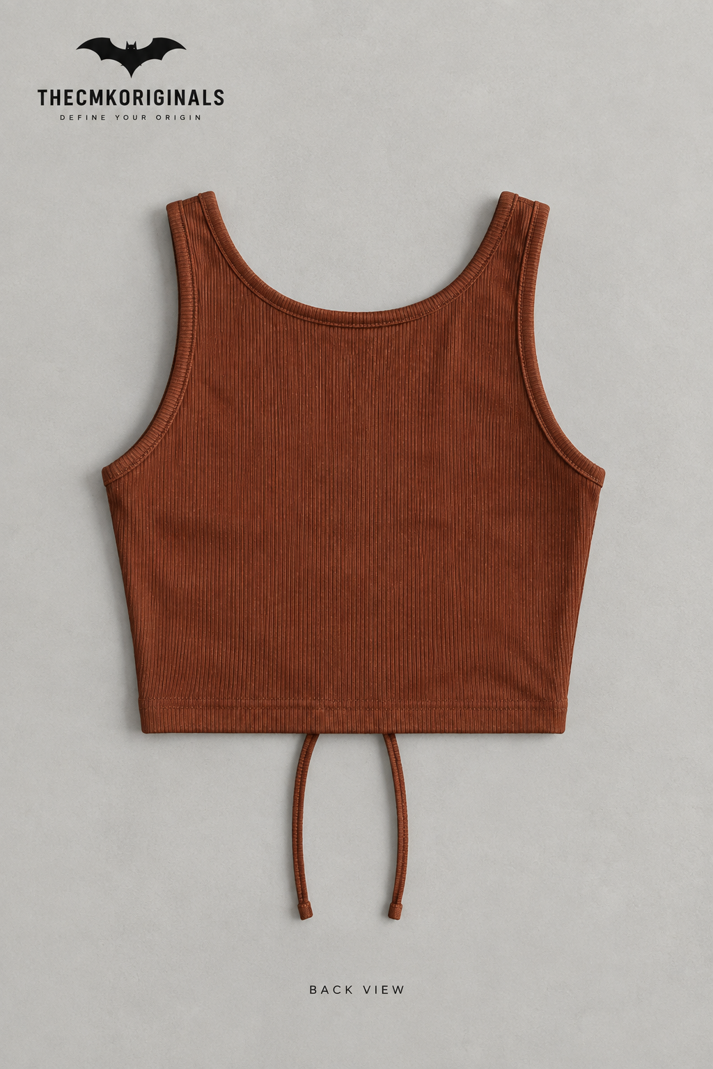 THECMKORIGINALS Catalyst Ruched Crop Tank – Rust
