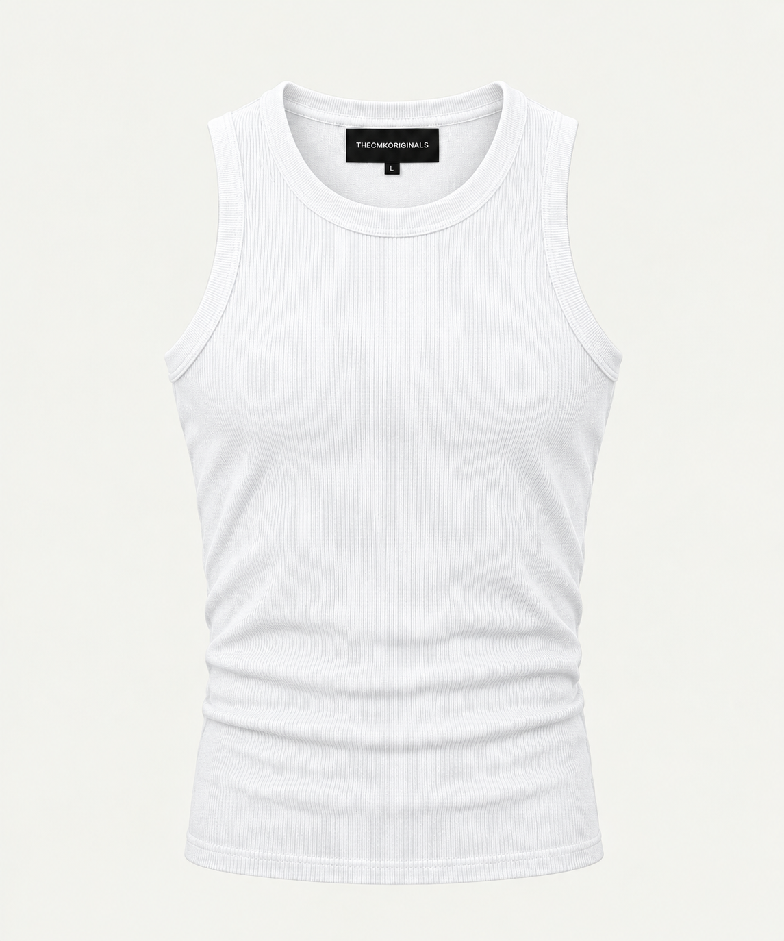 THECMKORIGINALS Vector Heavy Ribbed Tank Top – Onyx Black and white