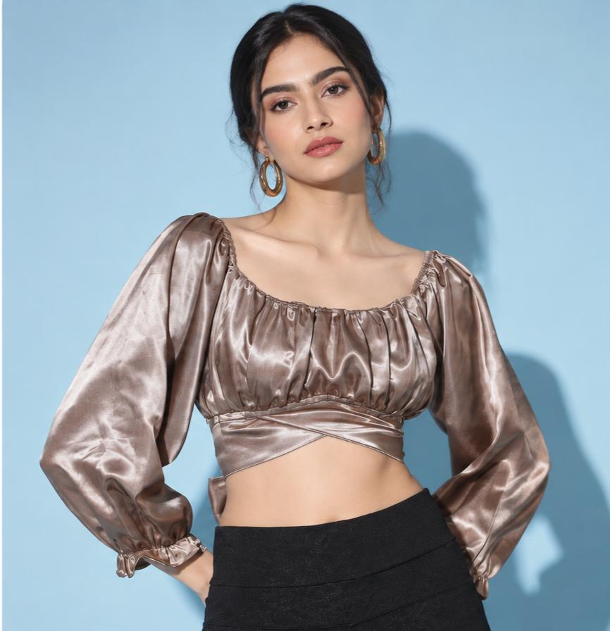 THECMKORIGINALS Lure Satin Crop Top