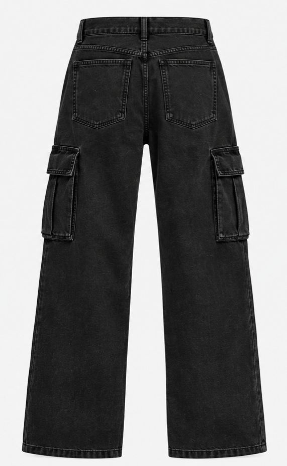 THECMKORIGINALS Vanguard Heavyweight Wide-Leg Cargo Jeans – Faded Black