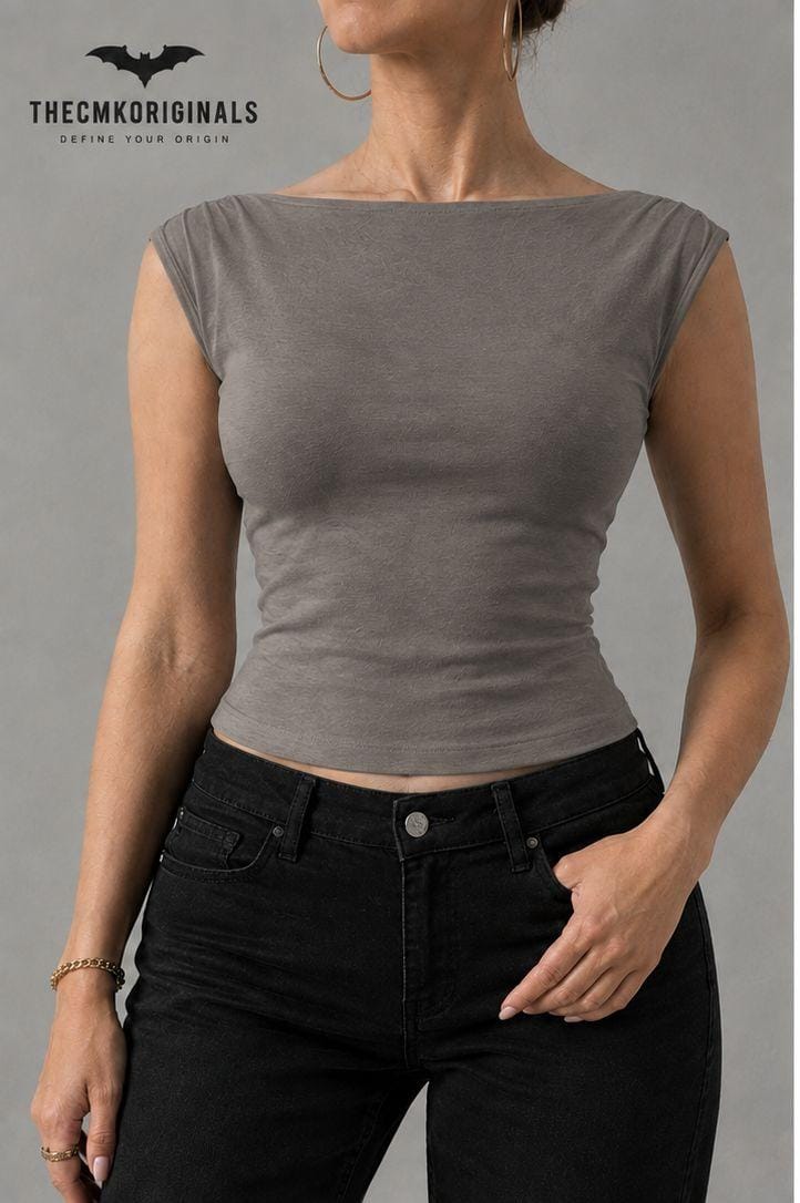 THECMKORIGINALS Aura Boat Neck Cap-Sleeve Top