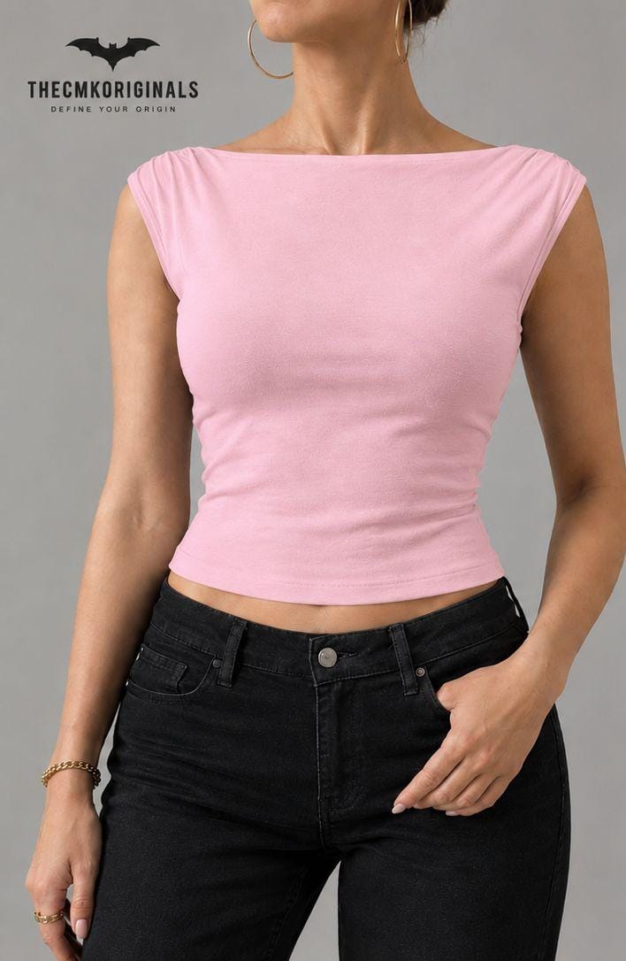 THECMKORIGINALS Aura Boat Neck Cap-Sleeve Top