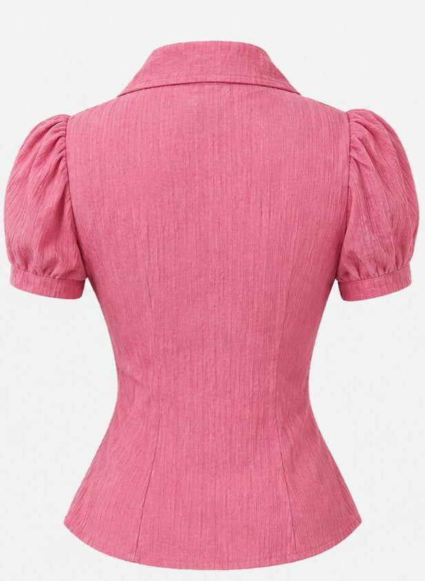 THECMKORIGINALS Silhouette Puff-Sleeve Top – Tonal Pink