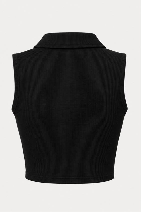 THECMKORIGINALS Vector Sleeveless Ribbed Polo Crop Top