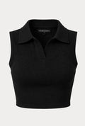 THECMKORIGINALS Vector Sleeveless Ribbed Polo Crop Top